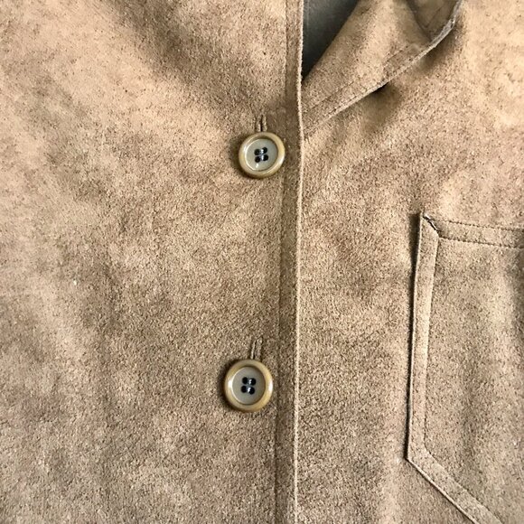 Vintage 1970s Blassport Bill Blass Ultra Suede Brown Button Down Dress Size 8 - Picture 5 of 10